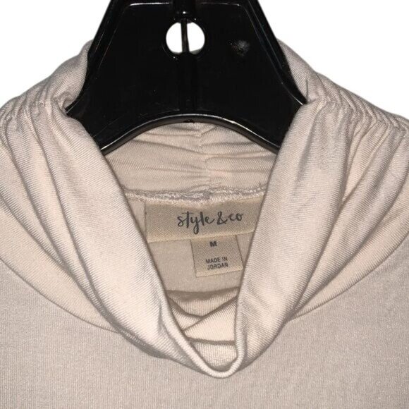 Style & Co White Long Sleeve Cowl Neck Tunic Top M 95% Modal 5% Spandex - Picture 2 of 8